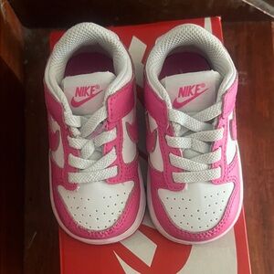 Nike Kids Pink and White Low-Top Sneakers